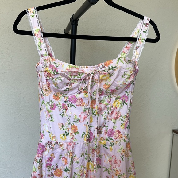 House of CB Rosalee Pink meadow Floral Stretch Cotton Petticoat Dress NWOT sz XS - Picture 5 of 9